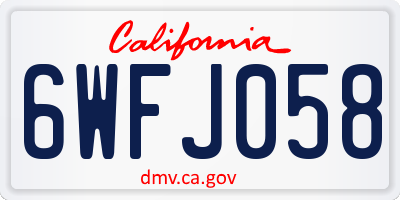 CA license plate 6WFJ058