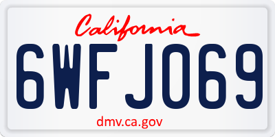 CA license plate 6WFJ069