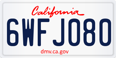 CA license plate 6WFJ080