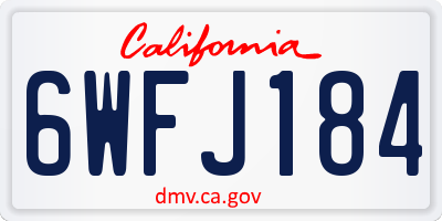 CA license plate 6WFJ184