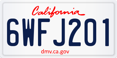 CA license plate 6WFJ201