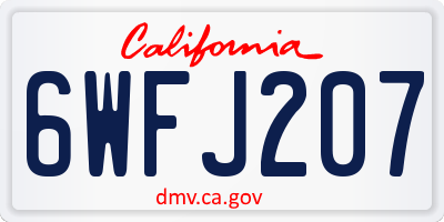 CA license plate 6WFJ207