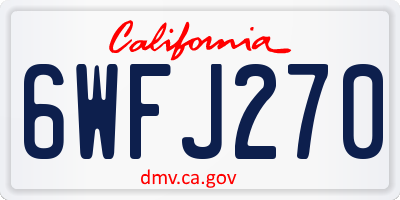 CA license plate 6WFJ270