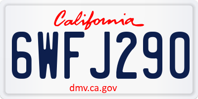 CA license plate 6WFJ290