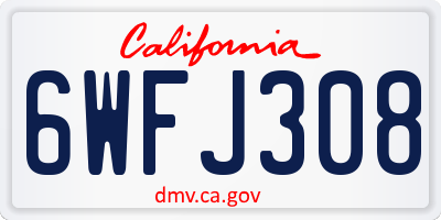 CA license plate 6WFJ308
