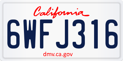 CA license plate 6WFJ316