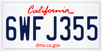 CA license plate 6WFJ355