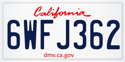 CA license plate 6WFJ362