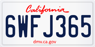 CA license plate 6WFJ365