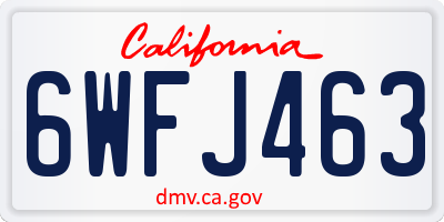 CA license plate 6WFJ463