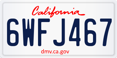 CA license plate 6WFJ467