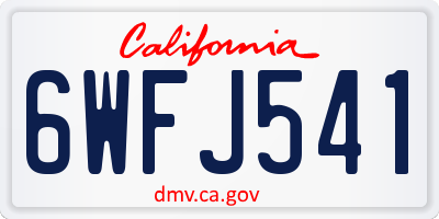 CA license plate 6WFJ541