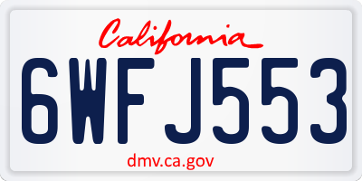 CA license plate 6WFJ553