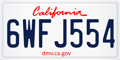 CA license plate 6WFJ554