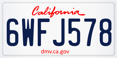 CA license plate 6WFJ578