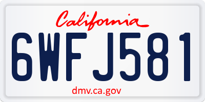 CA license plate 6WFJ581