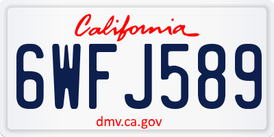 CA license plate 6WFJ589