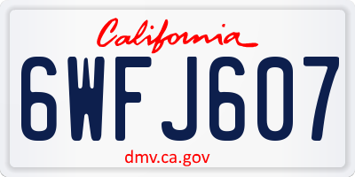 CA license plate 6WFJ607