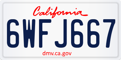 CA license plate 6WFJ667