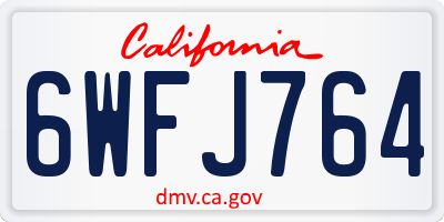 CA license plate 6WFJ764