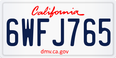 CA license plate 6WFJ765