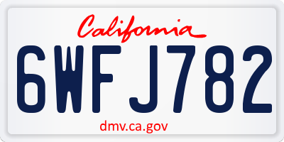 CA license plate 6WFJ782