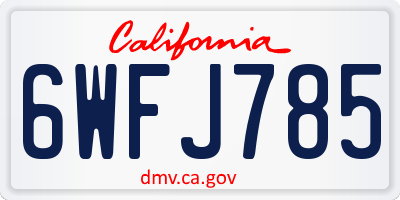 CA license plate 6WFJ785