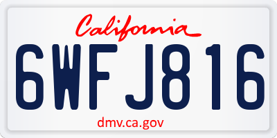 CA license plate 6WFJ816