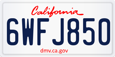 CA license plate 6WFJ850