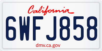CA license plate 6WFJ858