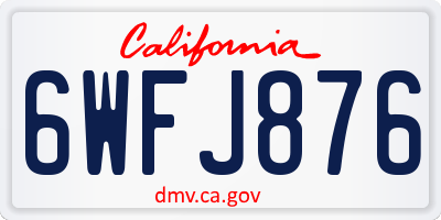 CA license plate 6WFJ876
