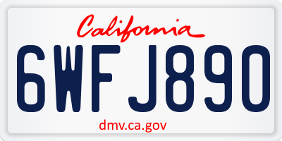 CA license plate 6WFJ890