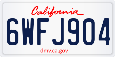 CA license plate 6WFJ904