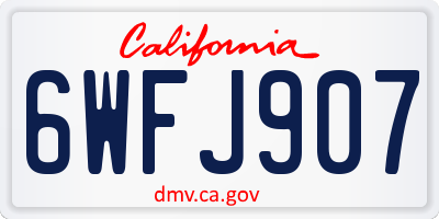 CA license plate 6WFJ907