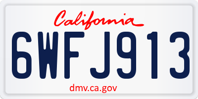CA license plate 6WFJ913