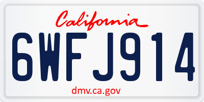 CA license plate 6WFJ914