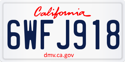 CA license plate 6WFJ918