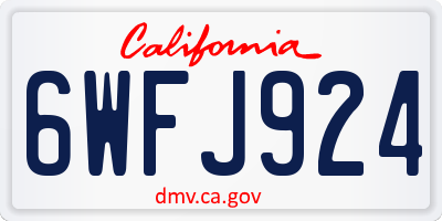 CA license plate 6WFJ924