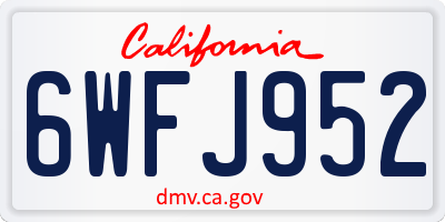 CA license plate 6WFJ952