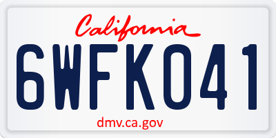 CA license plate 6WFK041