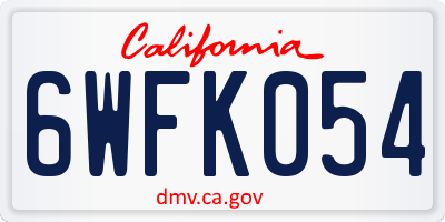 CA license plate 6WFK054