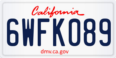 CA license plate 6WFK089