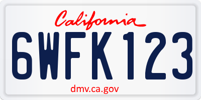 CA license plate 6WFK123