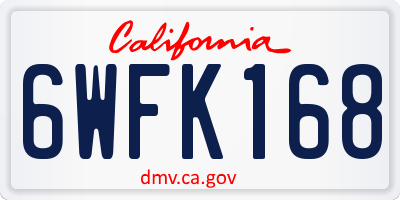 CA license plate 6WFK168