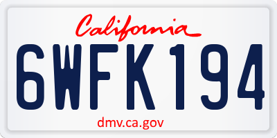 CA license plate 6WFK194