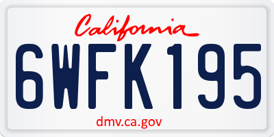 CA license plate 6WFK195