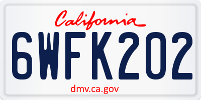 CA license plate 6WFK202