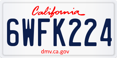 CA license plate 6WFK224