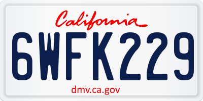 CA license plate 6WFK229