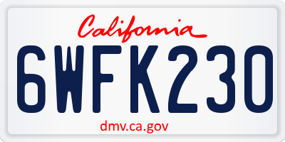 CA license plate 6WFK230